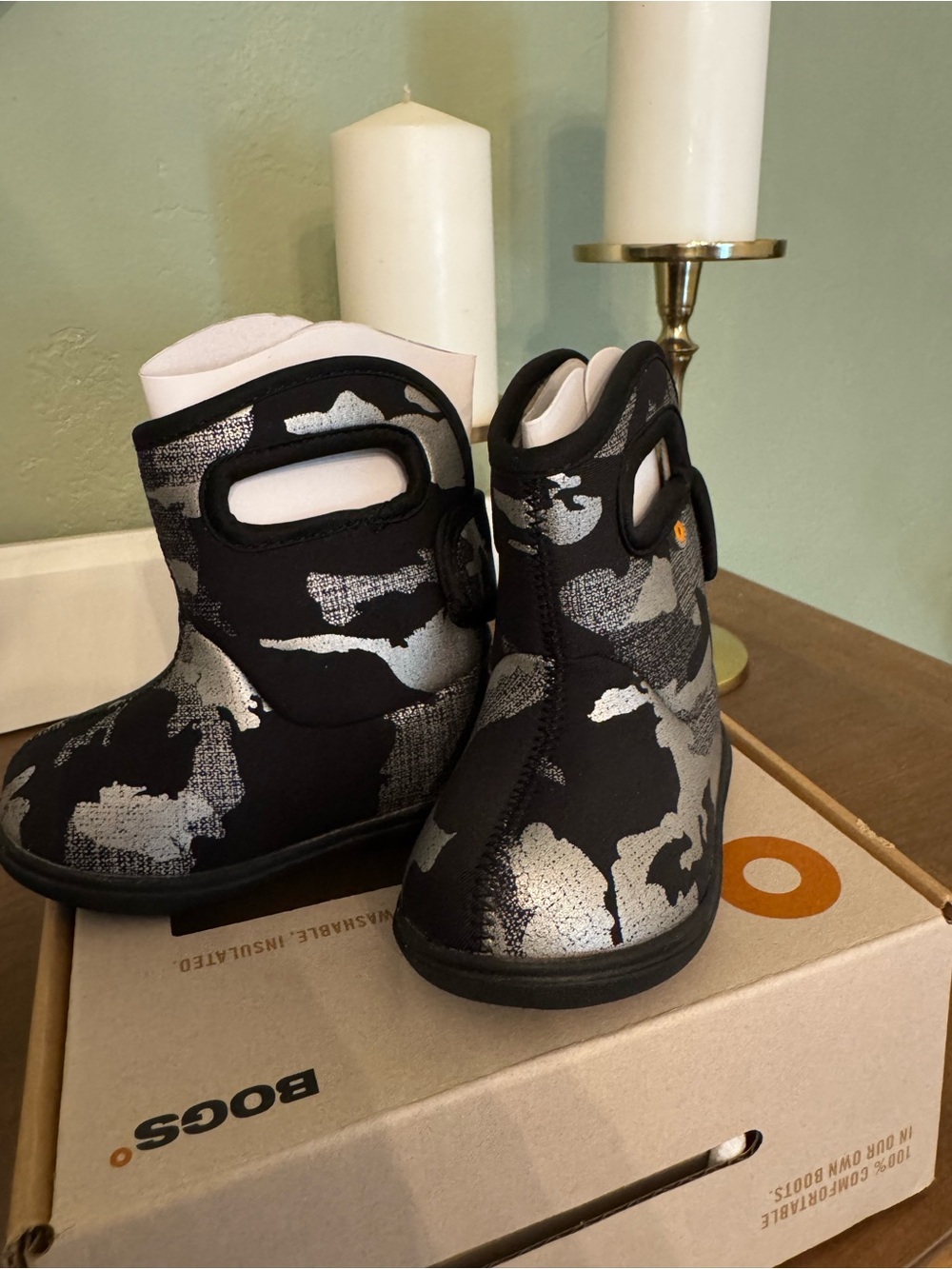 Bogs Infant/Toddler Black Metallic Camo Winter Boots